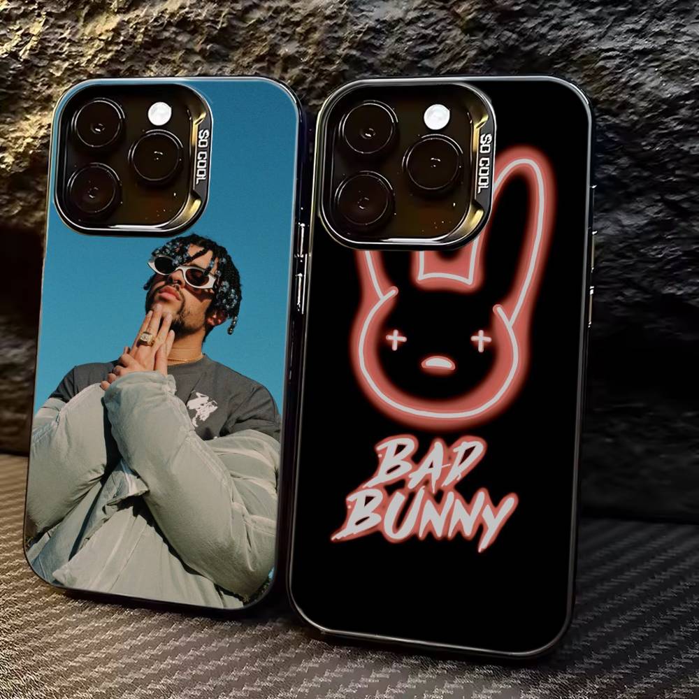 Hot Singer B-Bad Bunny Phone Case For iPhone 17,16,15,14,13,12,11 Plus,Pro Max,XS,Colorful Silver Black Cover