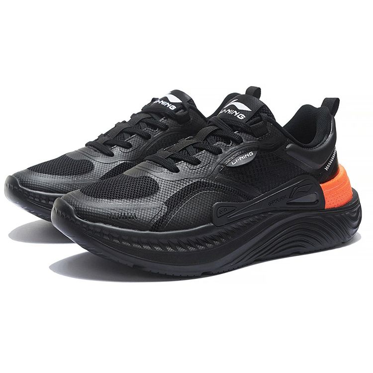 LiNing Fabric Shock Absorbing Non-Slip Wear-Resistant Breathable Low-Top Casual Shoes Men Shoes Black AGLS175-2
