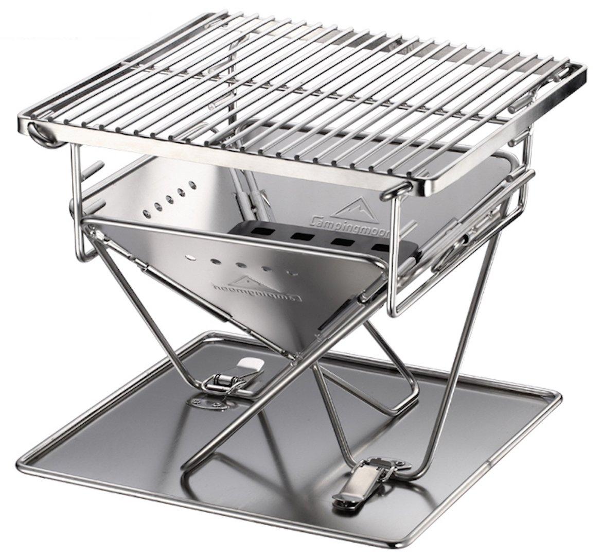 

CAMPING MOON XS Fire Pit, Charcoal Bed, Grill, Bridge, Plate, and Storage Pack, Full Set for 4 People, X-MINI-Pro.