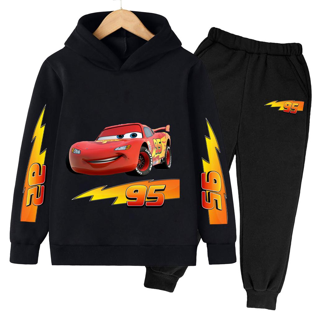 Kreslené Anime Blesk McQueen Módní Cool Potisk Volné Teplé Pohodlné Chlapecké Dívčí Mikiny Dlouhý Rukáv Set