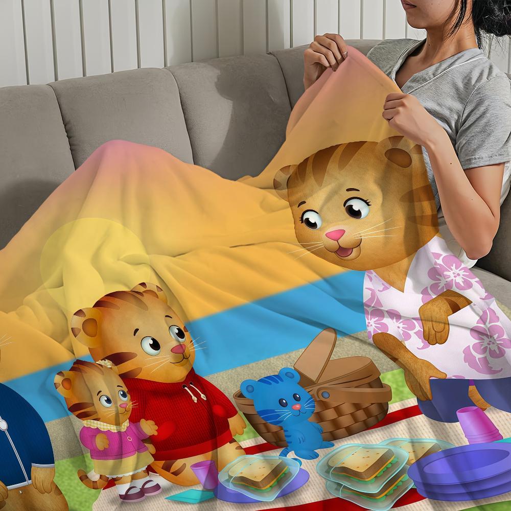 Cartoon D-Daniel Tigers Neighborhood Blanket Blanket for Couch Sofa Travel Home Picni Flannel Blanket Birthday Gift Warm
