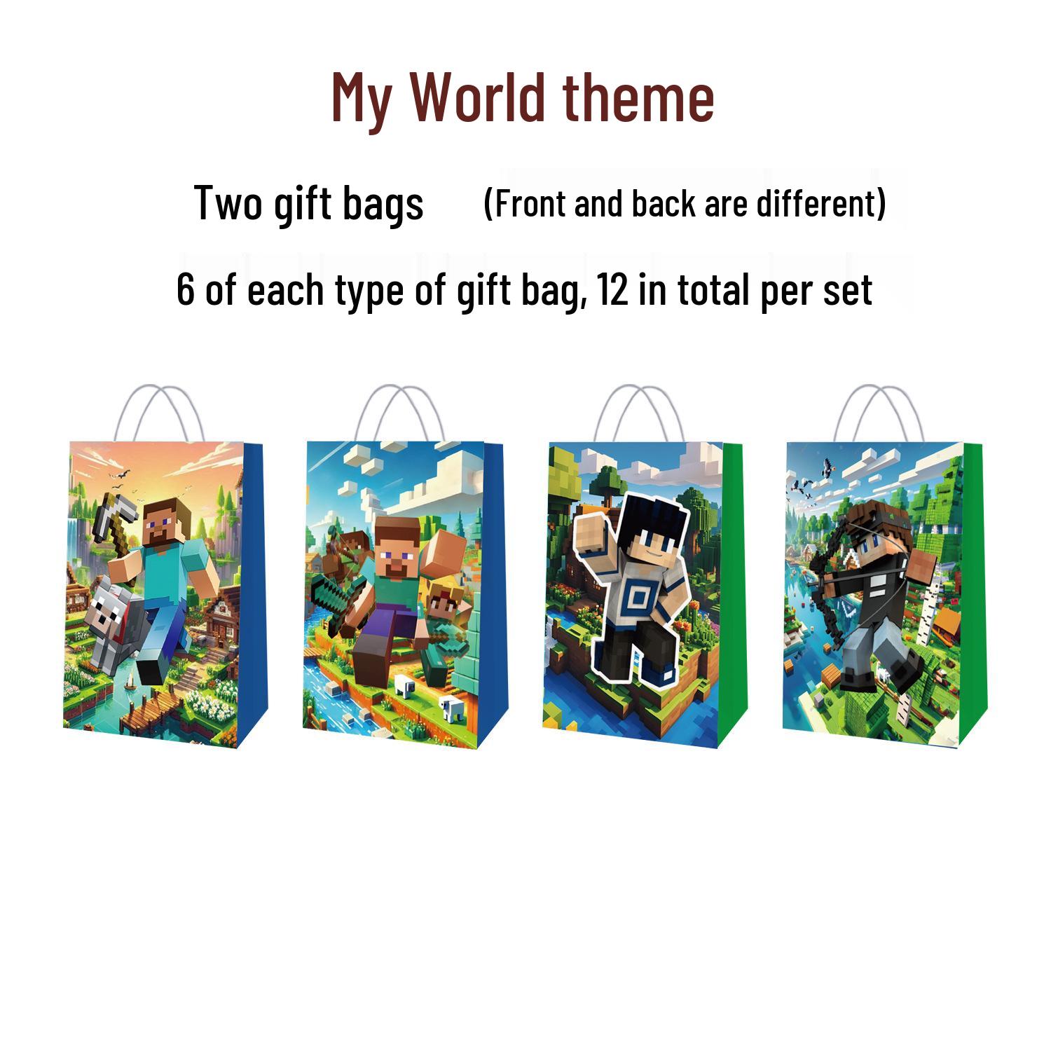 In Stock Minecraft Party Kraft Paper Candy & Gift Tote Bag
