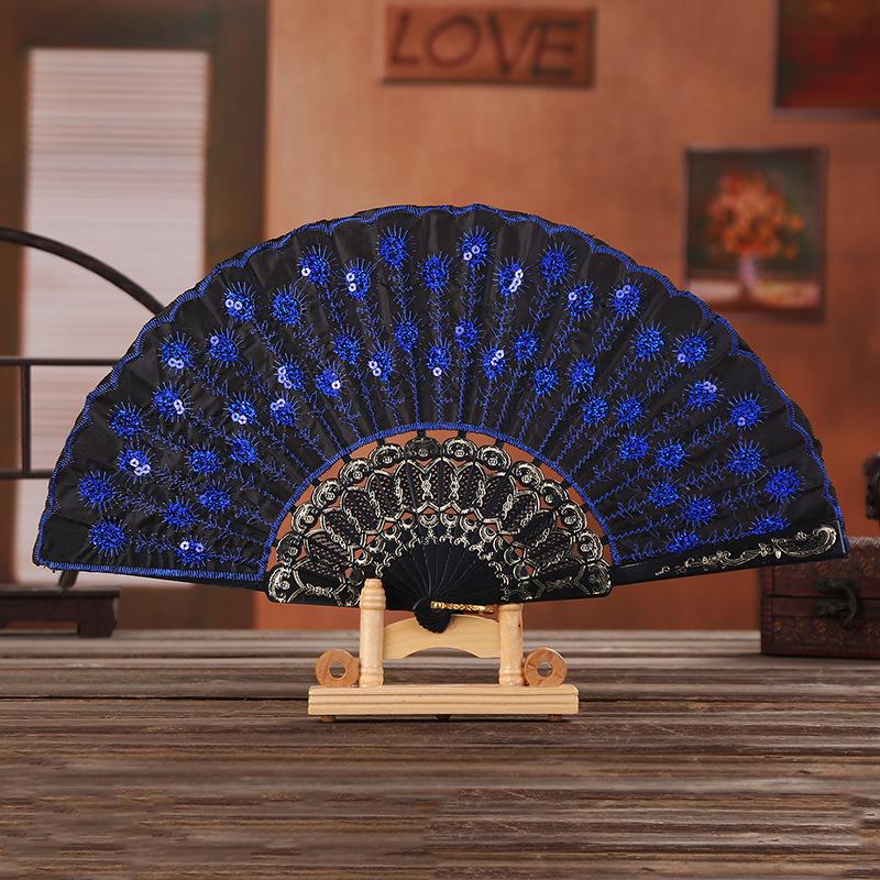 1Pc Chinese Ancient Style Flower Women Folding Fan with Tassel Fringe Hanfu Cheongsam Dance Fan Photo Props Summer Handheld Fan