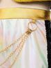 Girls Demon Singer Costume Sequins Shiny Long Sleeve Outerwear Golden Chain Waist Chain Shorts Set