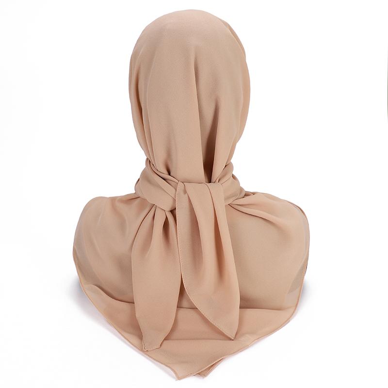 110X110CM Malaysia Square Chiffon Hijab Solid Muslim Head Scarf Ladies Plain Shawl and Wrap Headband Foulard Tudung Bawal