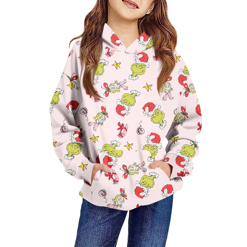 Children's Long-sleeved Loose-fitting Pullover Hoodie With Drawstring And Solid Color