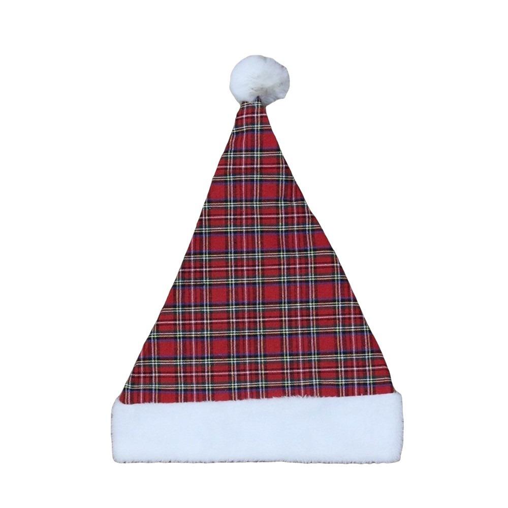 Multi Color Christmas Hat Checkerboard Santa Claus Hat Fashion Fur Xmas Cap  Home Decoration