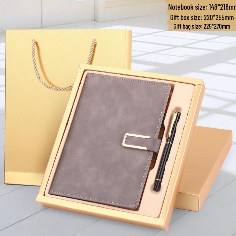 Men's Business Notebook with Printed Pages, Leather Cover, Magnetic Buckle, and Pen Holder. Perfect for Meeting Minutes and Office Use.