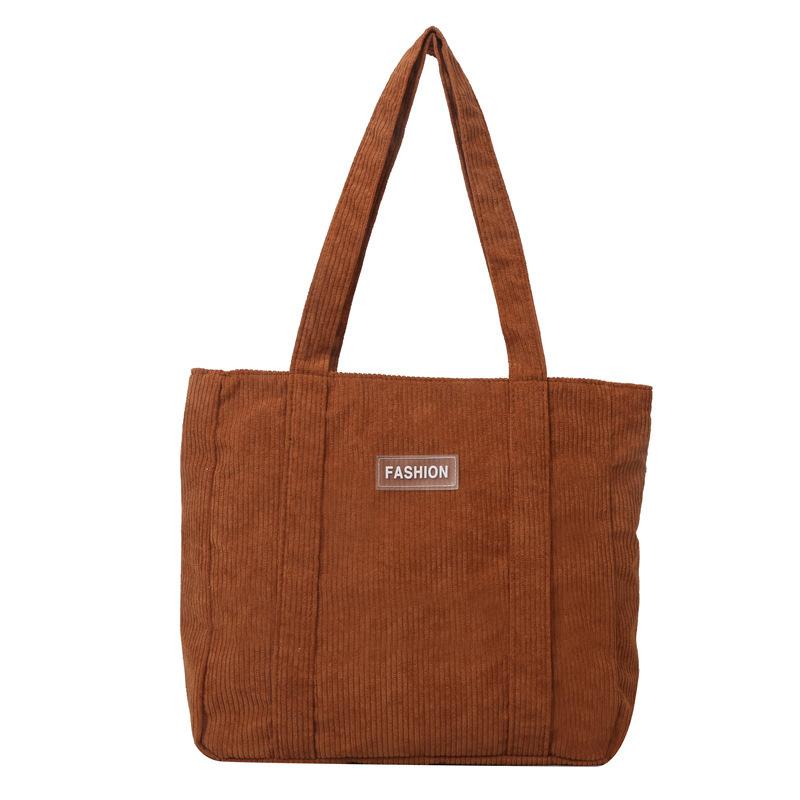 

Corduroy bag women s bag new simple and fashionable largecapacity literary shoulder bag tote bag коричневий
