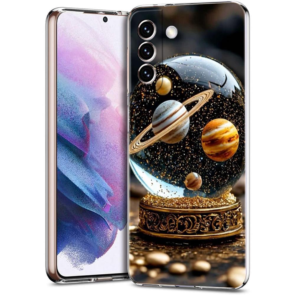 Transparente Handyhülle für Samsung Galaxy S25 S24 S23 S22 S20 S21 FE Ultra S24 S23 S10 S10E Plus 5G Cartoon Planetenmuster