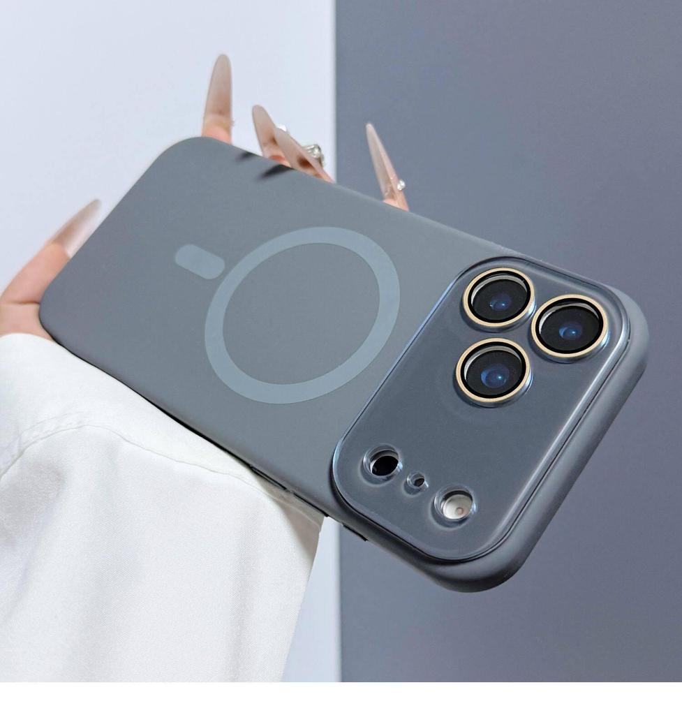 Magnetic Window iPhone 17 Case, Solid Color Liquid Skin Feel, Soft Drop-Proof Cover for Apple 16 Pro Max