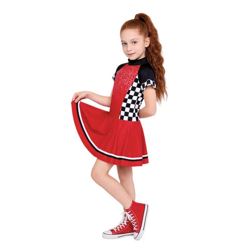 Disfraz de Vestido para Niña con Temática de Carreras Hecho de Tejido de Poliéster para Fiesta de Halloween