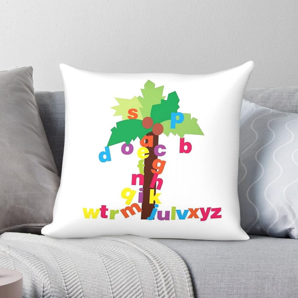 Chicka Chicka Boom Boom Square Pillowcase Polyester Linen Velvet Pattern Zip Decor Sofa Seater Cushion Cover