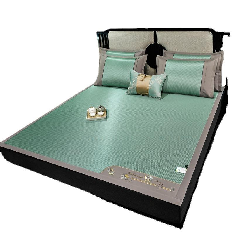 New High-end Ice Silk Antibacterial Bed Mat Two-piece Set Three-piece Folding Ice Rattan Mat Ice Silk Mat Pillowcase