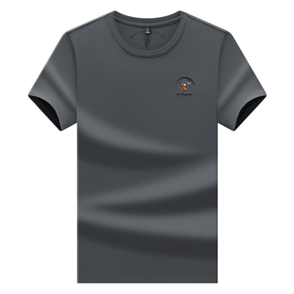 STORN Pure Cotton Business Casual Short Sleeve Crew Neck T Shirt Embroidery Paul Style T Shirt