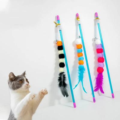 Lustiges Kätzchen-Katzen-Teaser, interaktives Spielzeug, Stange mit Glocke und Feder, Spielzeug für Katzen, Teaser, interaktives Spielzeug, Stange, Haustier-Katzenspielzeug, Stick