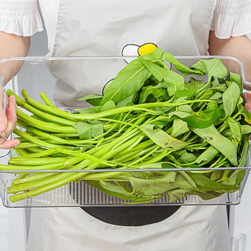 Refrigerator Organiser Container With Striped Pattern Nonstick Surfaces Airtight Space Saving Food Preservation Box