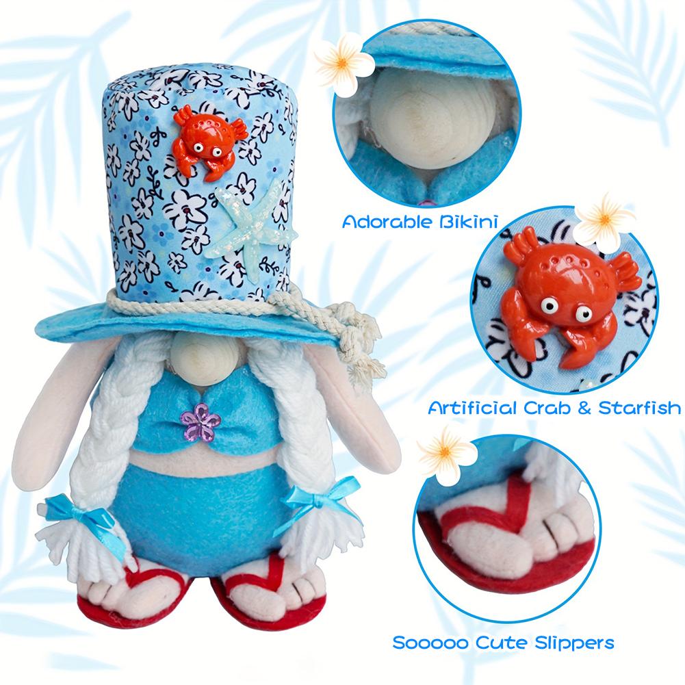 2Pcs Beach Gnomes Plush Summer Gnomes Decorations with Weighted Base Beach Gnomes Couple Decor for Mantle Kitchen Table