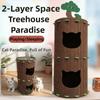All-in-one Cat Castle House 2-layer Cat Bed New Cat House  Cat Furniture
