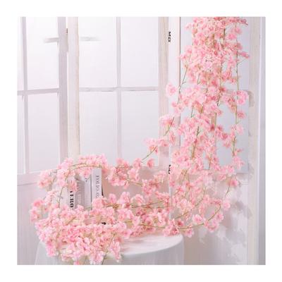 Artificial Flower Rattan Single 1.8m 135pcs Flowers Head Vivid Decorative Silk Plastic Hanging Fake