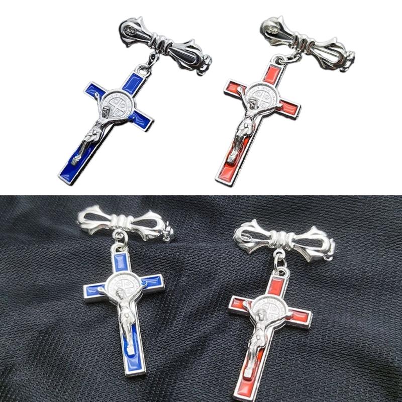 Simple Cross Pendant Brooch Lapel Pins Vintage Dress Jackets Backpacks Badge Jewelry Fashion Clothing Pin Unisex Gifts