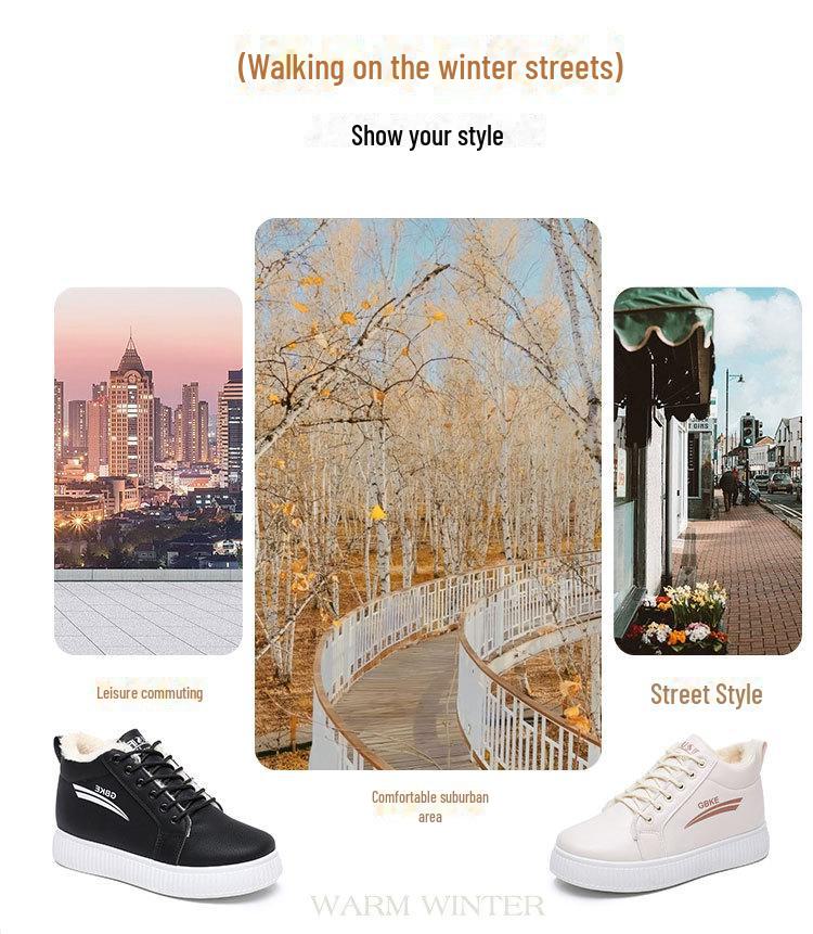 Pluszowe wysokie damskie zimowe buty bawełniane z grubą antypoślizgową podeszwą – koreański styl 2023