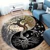 Vikama Flannel Yin-Yang Life Tree Pattern Round Floor Mat, Suitable For Home Decoration In Living Rooms, Bedrooms And Bathrooms.