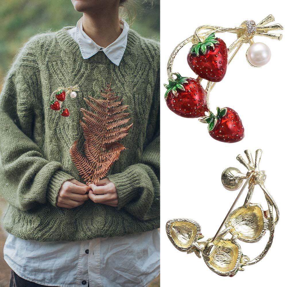 

Шляпа своими руками Эмаль Шелковый шарф Пряжка Клубничные броши Милая цветочница Брошь Фрукты Клубника