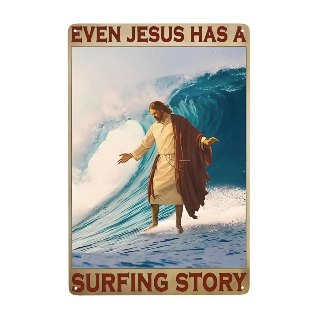 1pc Jesus Christ Metal Sign Focus On Me Not The Storm Vintage Decor Wall Sign for Home Cafes Pubs Club Tin Sign 8x12 Inch