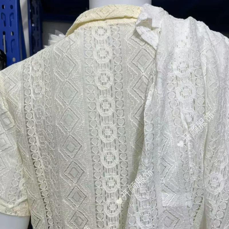 Summer Fashion New Men's Lace Short Sleeve Shirt Casual Hollow versatile Top