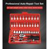 46Pcs Car Repair Tool Kit 1/4 Inch Socket Set Ratchet Torque Wrench Multifunctional Mechanical Auto Maintenance Combo