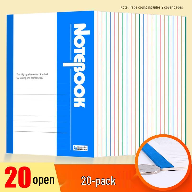 20er-Pack B5 Notizbücher mit Softcover - A5 Schreibwaren für Schüler und Tagebücher