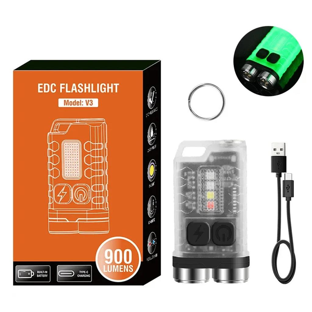 V3 Led Keychain Portable Flashlight Usb Charging Waterproof Rechargeable Uv Powerful Mini Type C High Powered Flashlights Pocket