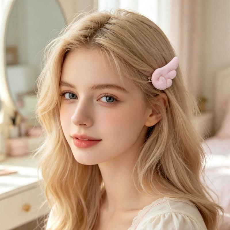 Soft Wing Hair Barrette Pair Set for Girls and Women, Decorative Hair Clip Accent for Photo Outfit and Everyday Styling