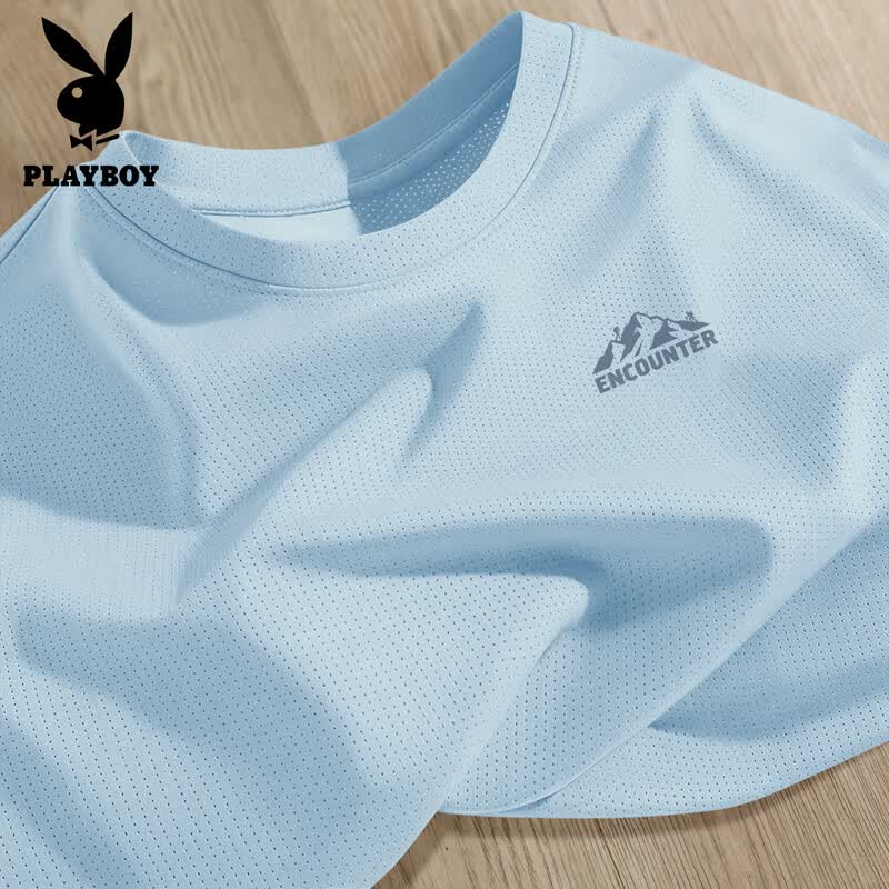 PLAYBOY Men s 2026 Summer Ice Silk Quick-Dry Short-Sleeve T-Shirt XL