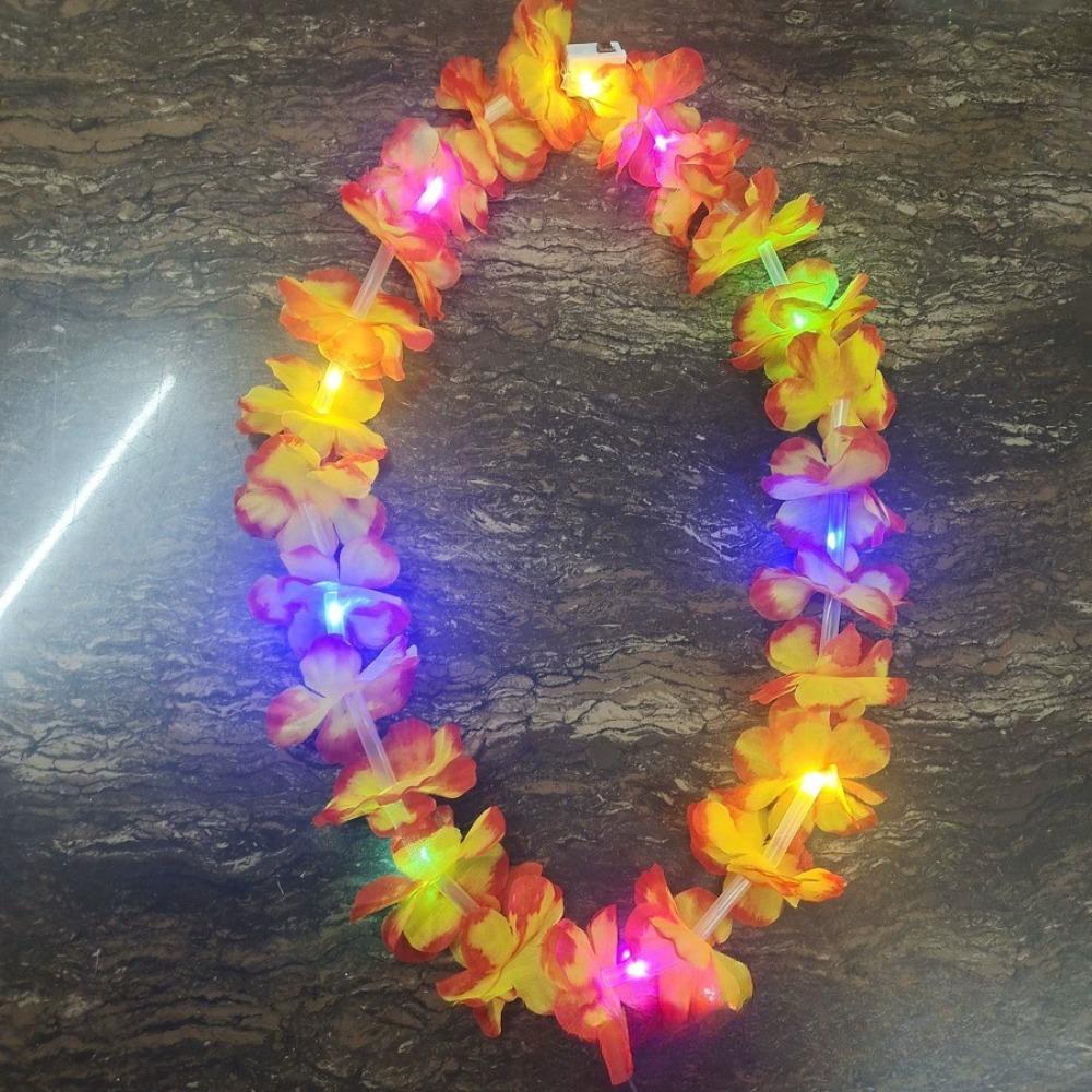 Beach Accessories Flower Wreath Multicolor Light Up Lei Hawai Floral Garland Party Supplies