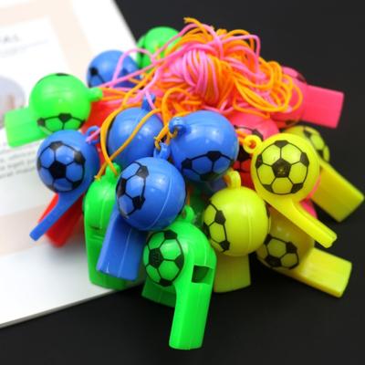 Colorful Plastic Football Whistle Random Mixed 5/10/20PCS Whistles with Rope Cheerleading Referee Sports Fans Whistle Supply ZYF