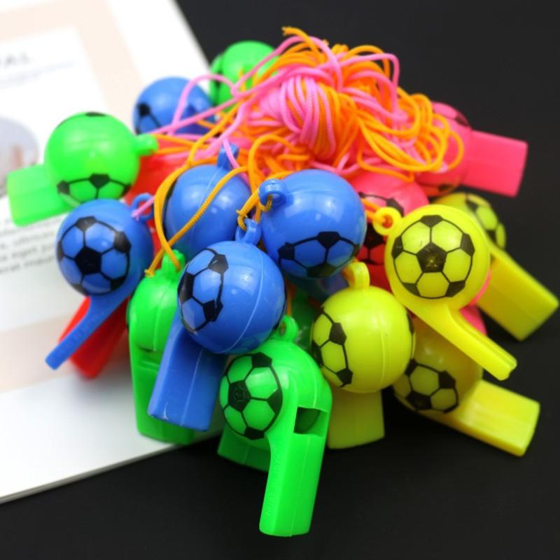 Colorful Football Whistle 5/10/20PCS Plastic Whistle with Rope Noise Maker Game Reward Festival Party Souvenir Carnival Gift ZYF