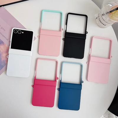 Luxury Cute Phone Case for Samsung Galaxy Z Flip 7 Fe 6 5 4 3 Flip7 Gradient Double Color Hard Hinge Protective Cover