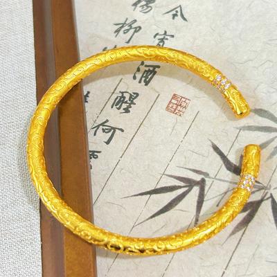 Ruyi Gold Hoop Open Bracelet Women's Bracelet Niche Retro High-end Bracelet