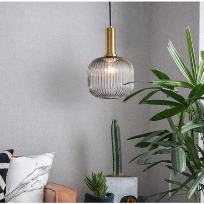 Glass Pendant Lights E27 Smoke Gray For Kitchen Restaurant Dining Table Living Room Bar Front Home Decor Hanging Lights