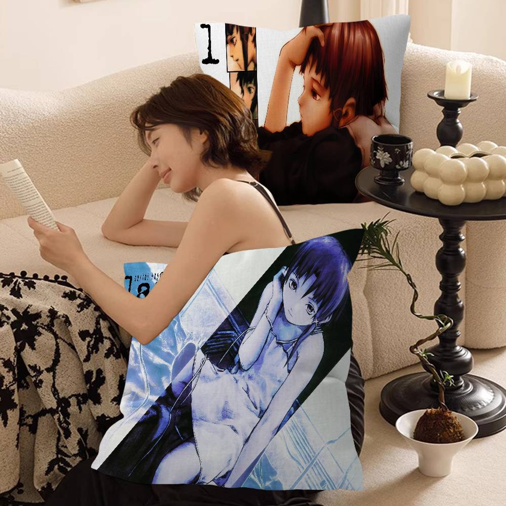 Anime Serial E-Experiments Lain Cushion Cover Polyester Sofa Cushions Decorative Throw Pillows Home Decoration Pillowcover