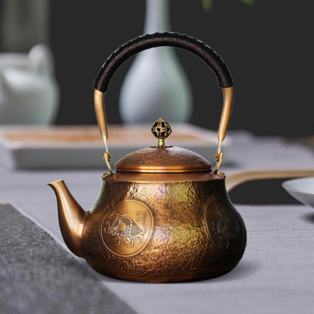 Pure Copper Kettle 1500ml Tea Accessory Water Dispenser Hot Water Kettle for Family Use Party Restaurants Kitchen Tea House