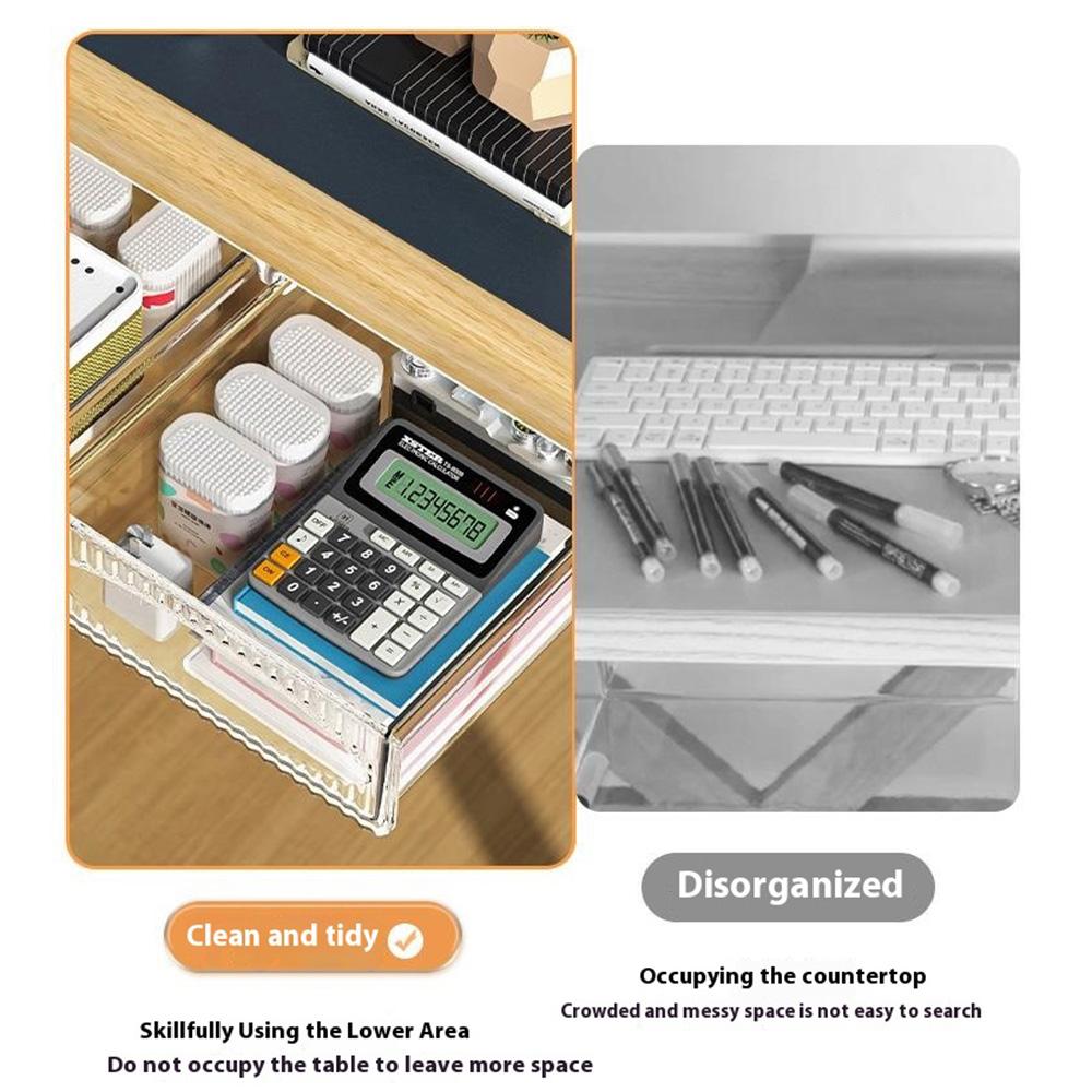 

Under Desk Drawer Hidden PET Storage Box Pull Out Hanging Organizer Size XL White