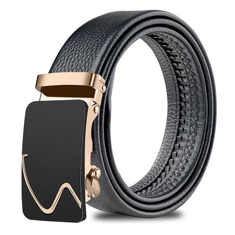 Men'S Belt Men'S Soft Leather Automatic Buckle Student Belt Middle-Aged And Young Leisure Business Belt Trendy Leather