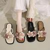 Mode 2025 Neue Sommer-Mode Blume Niedriger Absatz Hausschuhe Damen Lässig Elegant Outdoor Sandalen Rutschfest Urlaub Strand Zehensandalen Hausschuh