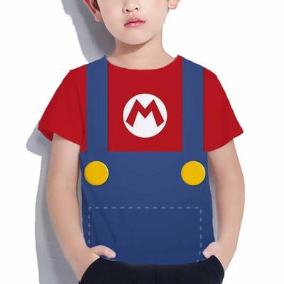 2025 MINISO Fashion Mario T-shirt Children's Clothing Top Boys' T-shirt Game 3D Print T-shirt Funny Animation Short Sleeve Baby Girls' Cloth