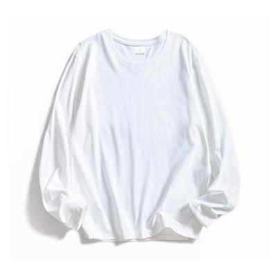 T-shirt da donna a maniche lunghe con o-collo Lady T-shirt in cotone bianco da donna T-shirt casual morbida da donna T-shirt nera ZK2103