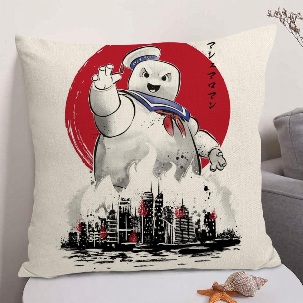 Classic Movie GGhostbusters Cushion Cover Natural Linen Organic Fabric DoubleSided Printing Sofa Home Decor Gift Pillow Case