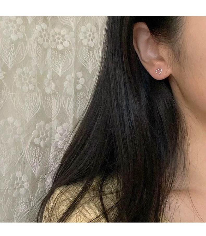 Brincos de Contas de Coração de Prata S925: Estilo Japonês e Coreano, Design Doce e Simples para Mulheres